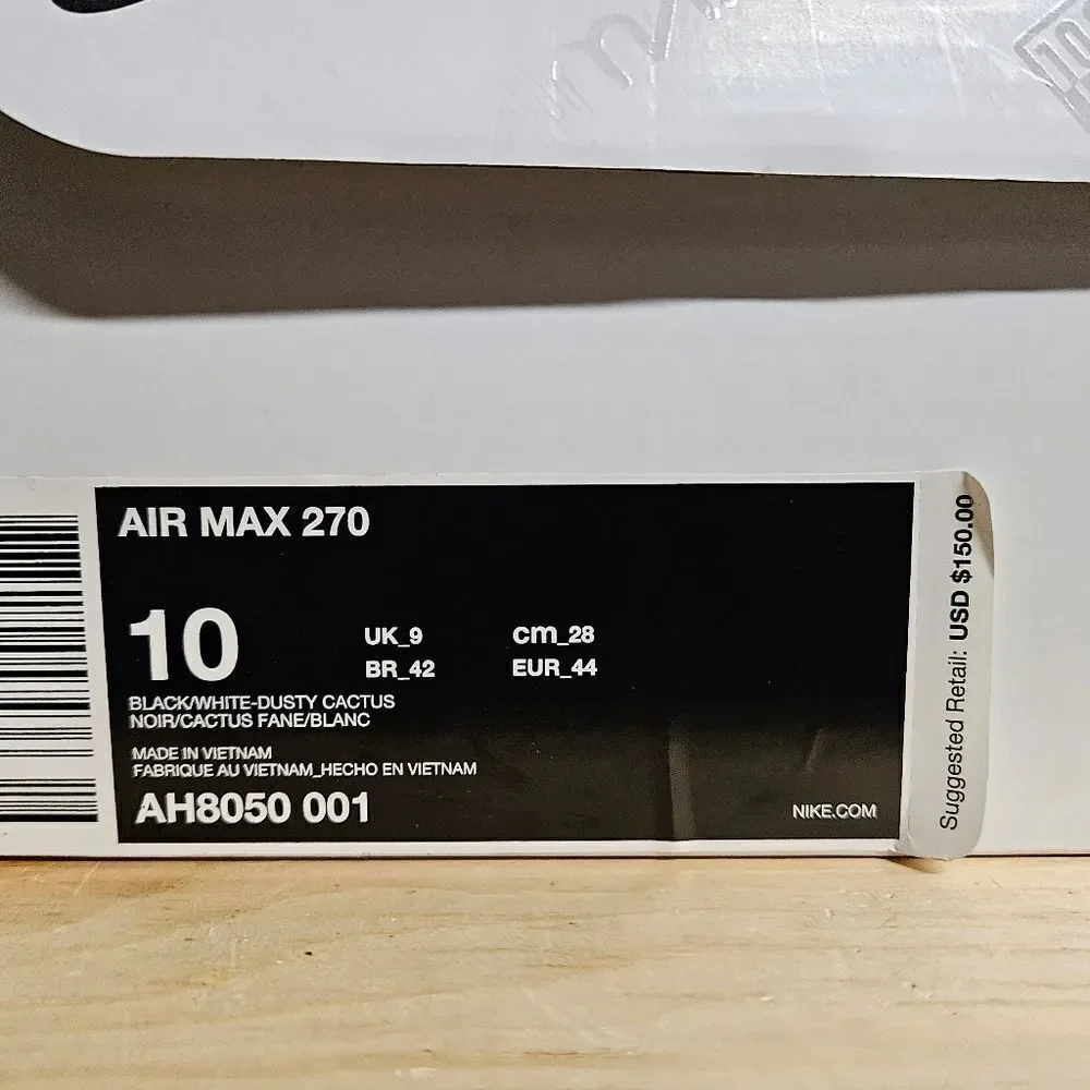 Nike Air Max 270 Dusty Cactus Black White Running Shoe Sneaker AH8050-001